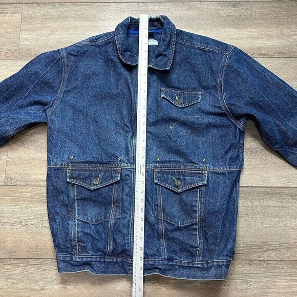 BadBoy Blue Denim Jacket Vintage Hip Hop BB Zip Up Missing Pull Size 2XL - Picture 9 of 9